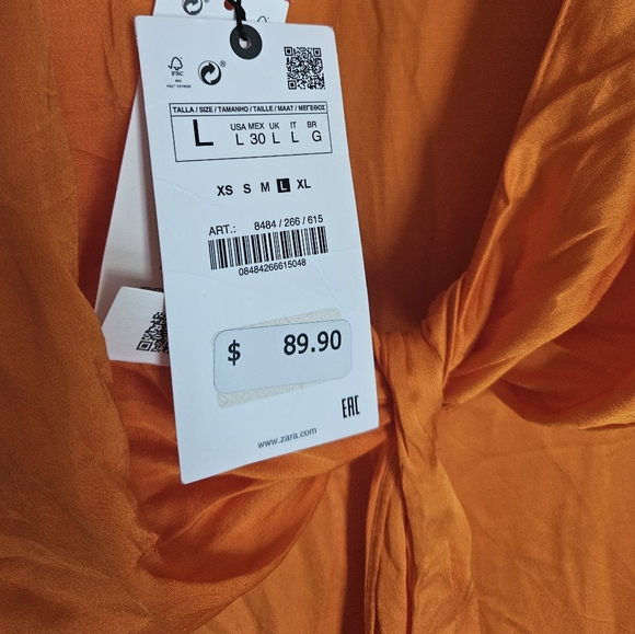 ZARA Draped Orange dress NWT - Picture 14 of 16